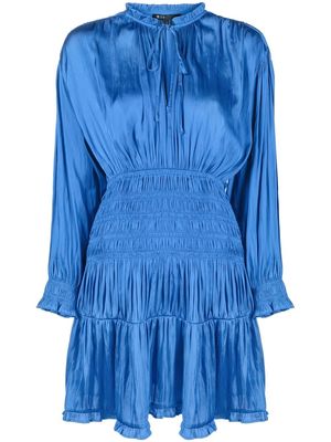Maje smocked tiered minidress - Blue