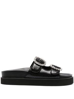 Maje snakeskin-embellished sandals - Black