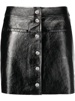 Maje snap-button leather mini skirt - Black