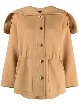 Maje split-hood double-breasted coat - Brown