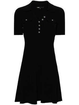 Maje spread-collar ribbed minidress - Black