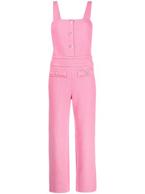 Maje square-neck tweed jumpsuit - Pink