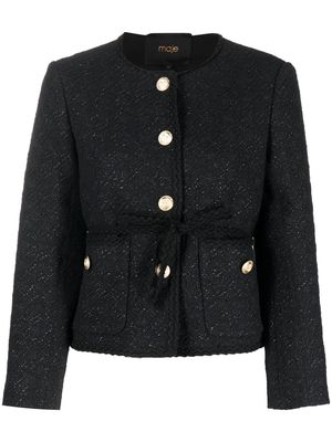 Maje straight-cut tweed jacket - Black