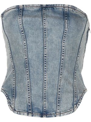 Maje strapless denim corset top - Blue