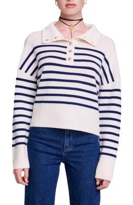 maje Stripe Cashmere Sweater in Navy /Ecru