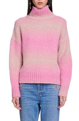 maje Stripe Mock Neck Sweater in Pink