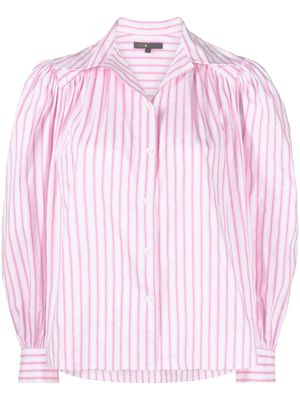 Maje striped puff-sleeve shirt - Pink