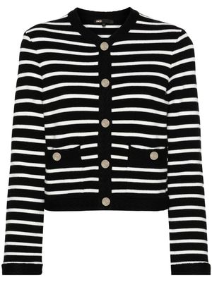 Maje striped round-neck cardigan - Black