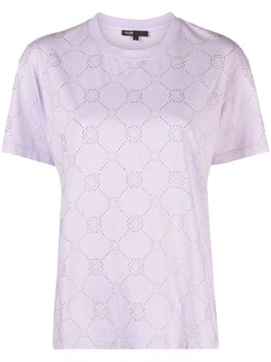 Maje stud-detail cotton T-shirt - Purple