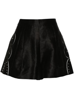 Maje stud-embellished high-waist shorts - Black