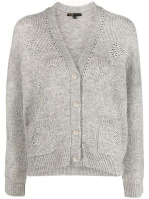 Maje studded wool mohair-blend cardigan - Grey