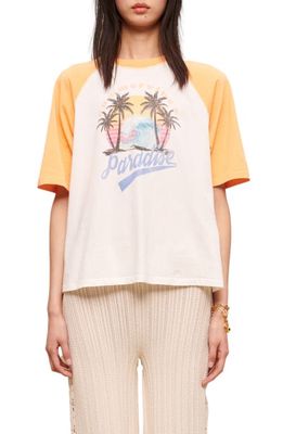 maje Sunrise Cotton Graphic T-Shirt in Natural