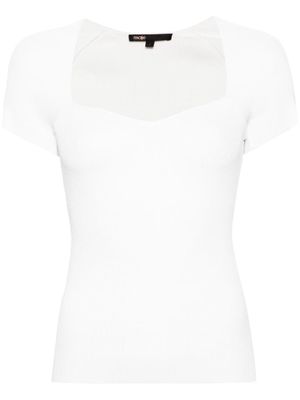 Maje sweetheart-neck ribbed-knit top - White