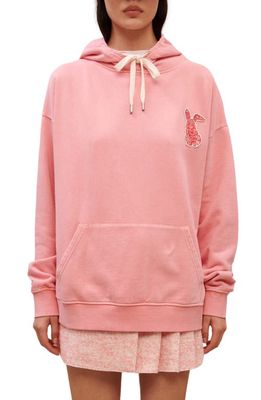 maje Totola Embellished Oversize Cotton Hoodie in Pink