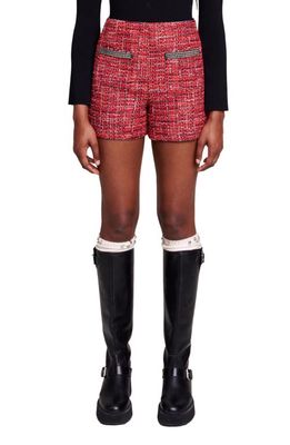 maje Tweed Shorts in Red