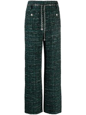 Maje tweed straight-leg trousers - Green