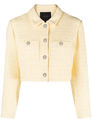 Maje Villo tweed cropped jacket - Yellow
