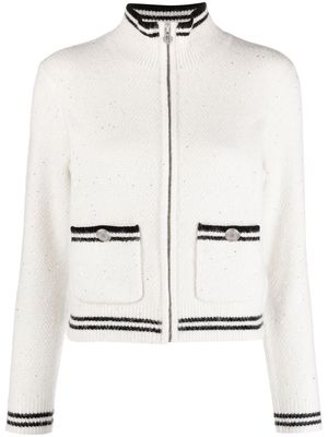Maje zip-fastening knitted cardigan - White