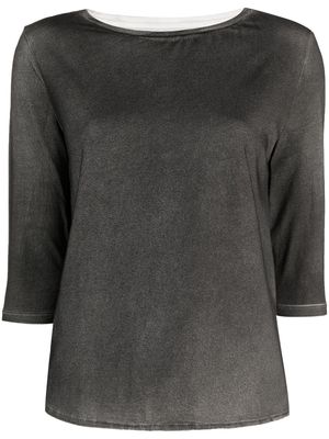 Majestic Filatures round-neck cropped-sleeve top - Grey