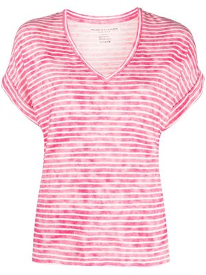 Majestic Filatures stripe-print V-neck T-shirt - Pink