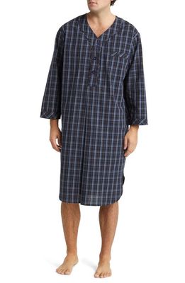 Majestic International Coopers Check Woven Nightshirt in Navy/Blue