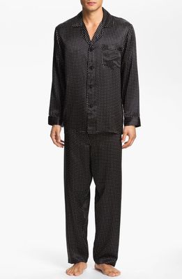 Majestic International Dot Silk Pajamas in Black 