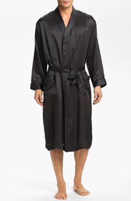 Majestic International Dot Silk Robe in Black 