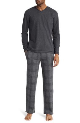 Majestic International Frosted T-Shirt & Pants Pajamas in Charcoal Plaid