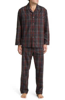 Majestic International Masons Easy Care Plaid Woven Pajamas in Charcoal/Burgundy