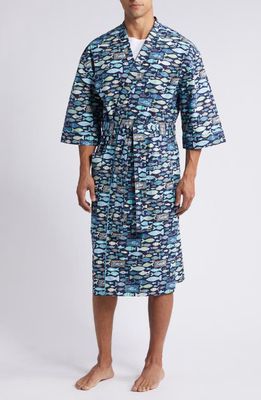 Majestic International Print Woven Robe in Blue Lake 