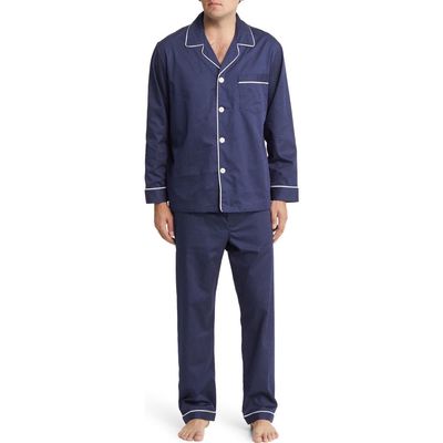 Majestic International Southport Woven Cotton Pajamas in Navy Dot 