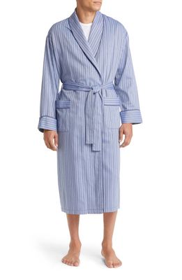 Majestic International Stripe Shawl Collar Robe in Cobalt