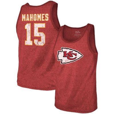 Majestic Threads Men's Fanatics Branded Patrick Mahomes Red Kansas City Chiefs Name & Number Tri-Blend Tank Top