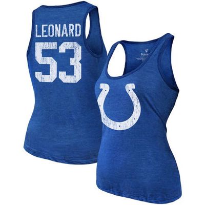 Majestic Threads Women's Fanatics Branded Shaquille Leonard Heathered Royal Indianapolis Colts Name & Number Tri-Blend Tank Top