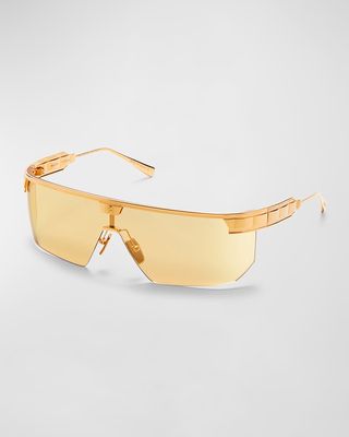 Major LTD Half-Rimmed Titanium Shield Sunglasses