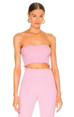 MAJORELLE Cropped Sweetheart Ribbed Tube Top in Pink