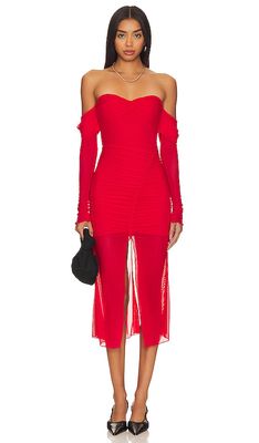 MAJORELLE Elise Midi Dress in Red
