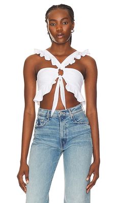 MAJORELLE Olive Crop Top in White