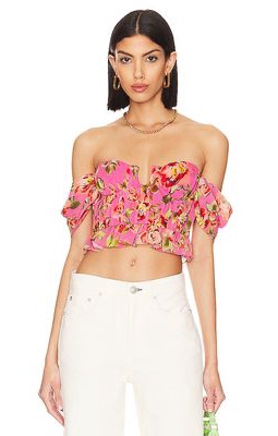 MAJORELLE Paloma Bustier Top in Pink