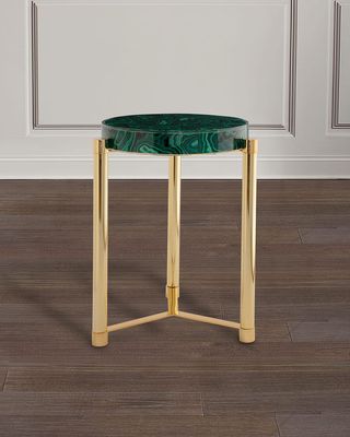 Malachite Style Gold Accent Table