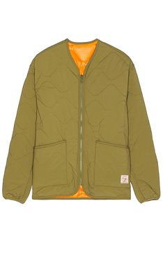 Malbon Golf Weston Quilted Reversible Liner Jacket in Olive