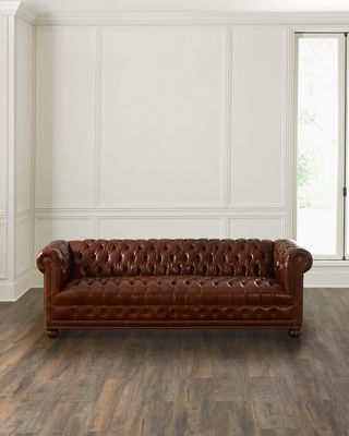 Malco Leather Chesterfield Sofa, 93"