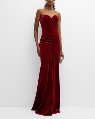 Malik Strapless A-Line Velvet Gown