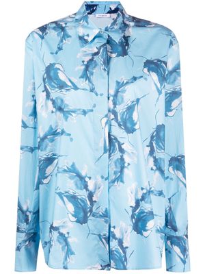 Malo floral stretch-cotton shirt - Blue