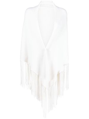 Malo fringed cashmere cape - White