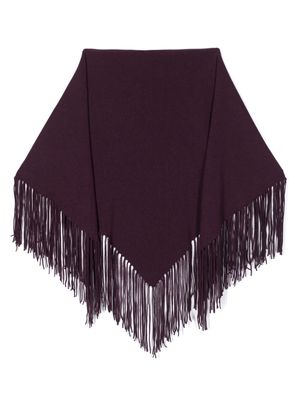 Malo fringed-edge ribbed cashmere cape - Purple