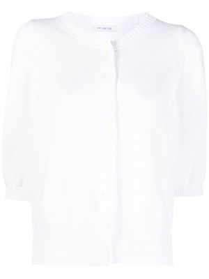 Malo half-sleeve cotton cardigan - White