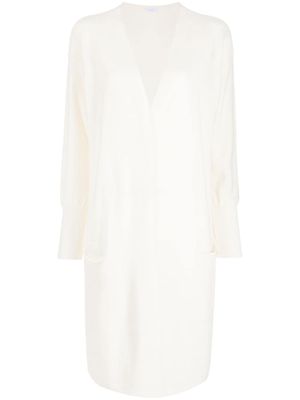 Malo long open front cardigan - White