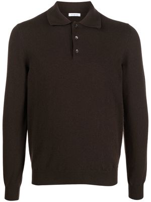Malo long-sleeve cashmere polo shirt - Brown