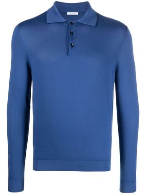Malo long-sleeved cotton polo shirt - Blue